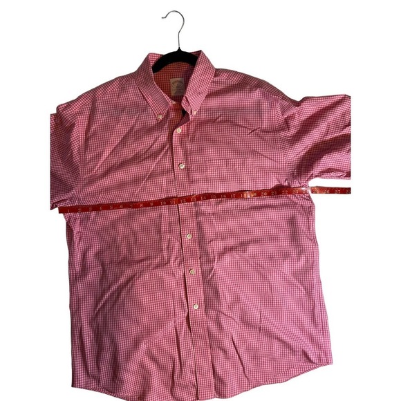Brooks Brothers Men Pink Gingham short sleeve button up large - Picture 3 of 6